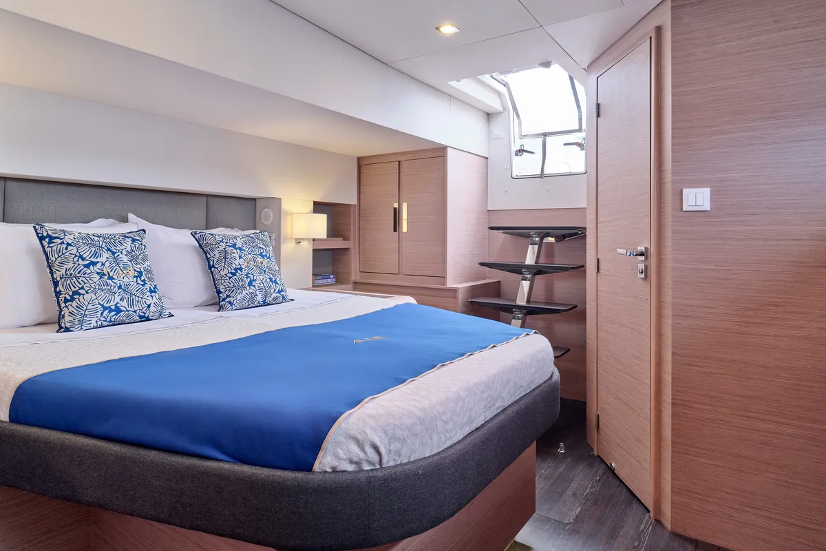 Cabin on ALMA, a Fountaine Pajot Samana 59 catamaran at Athens, Greece