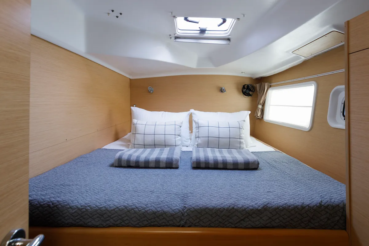 Cabin on Astra, a Lagoon 380 S2 catamaran at Kos, Greece