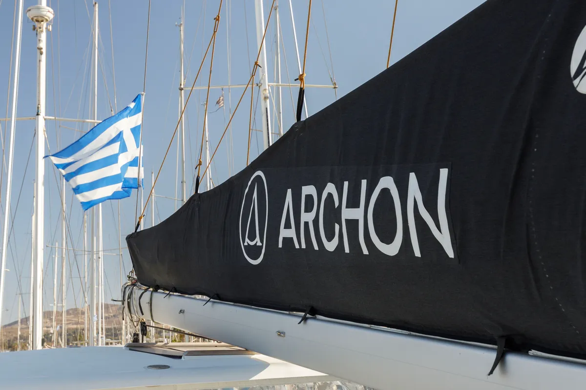 Astra, a Lagoon 380 S2 catamaran at Kos, Greece