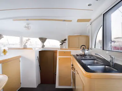 Galley of Astra, a Lagoon 380 S2 catamaran at Kos, Greece