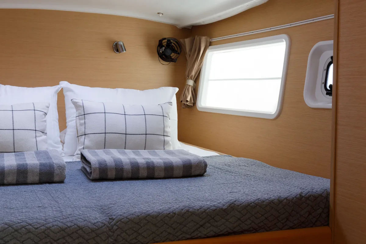 Cabin on Astra, a Lagoon 380 S2 catamaran at Kos, Greece