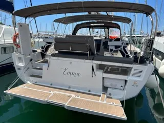 Deck of Emma, a Dufour 470 sailboat at Olbia, Italy