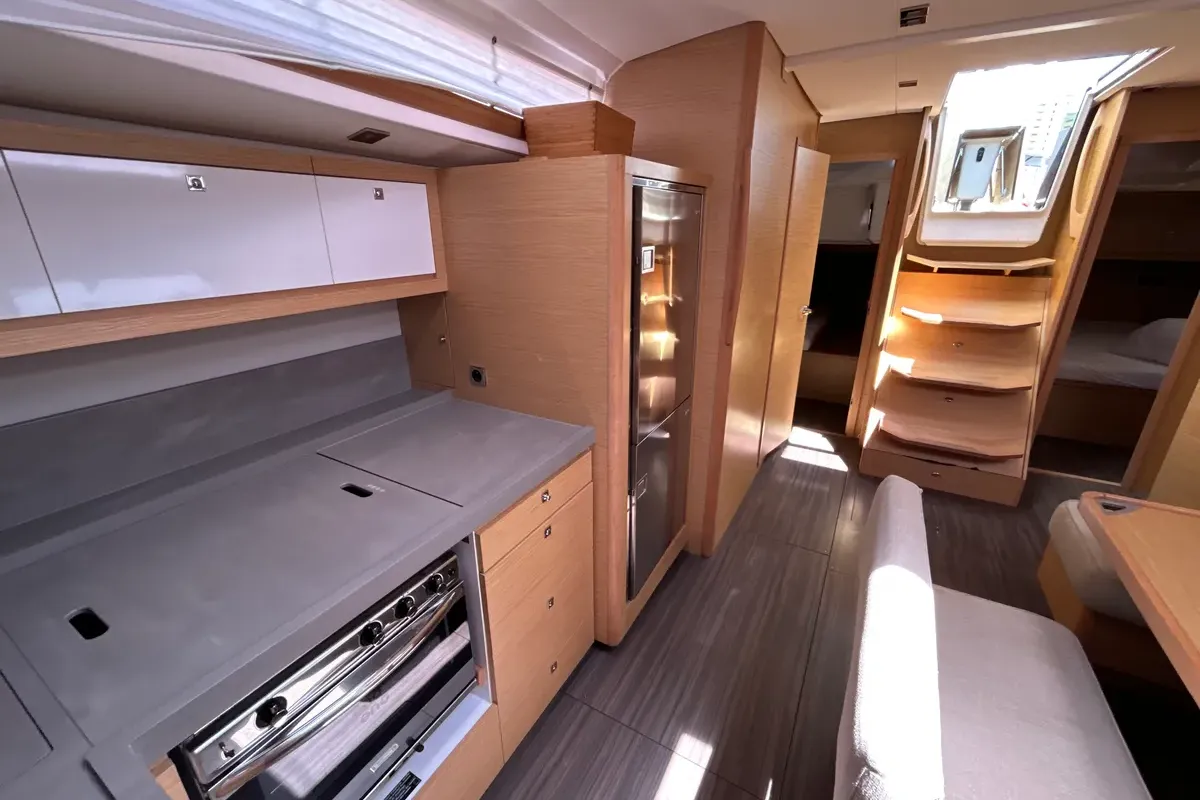 Galley of Emma, a Dufour 470 sailboat at Olbia, Italy