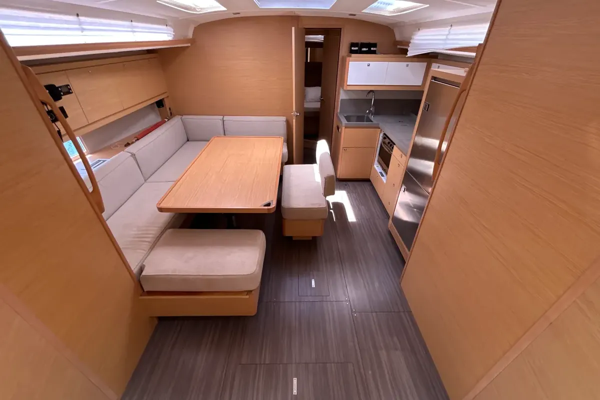Salon of Emma, a Dufour 470 sailboat at Olbia, Italy