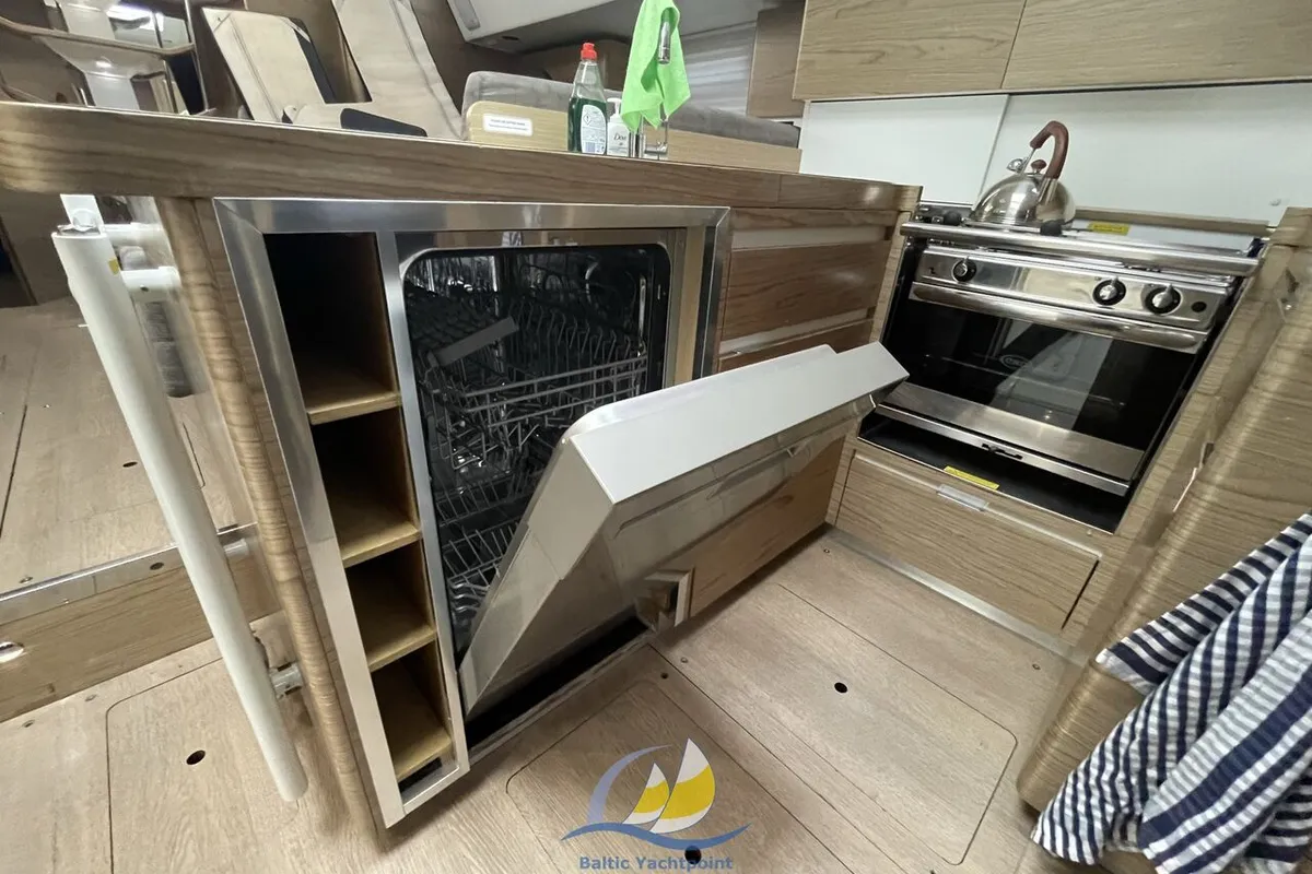 Galley of Fifty Shades, a Elan Impression 50 sailboat at es Jonquet, Spain