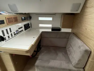 Salon of Fifty Shades, a Elan Impression 50 sailboat at es Jonquet, Spain