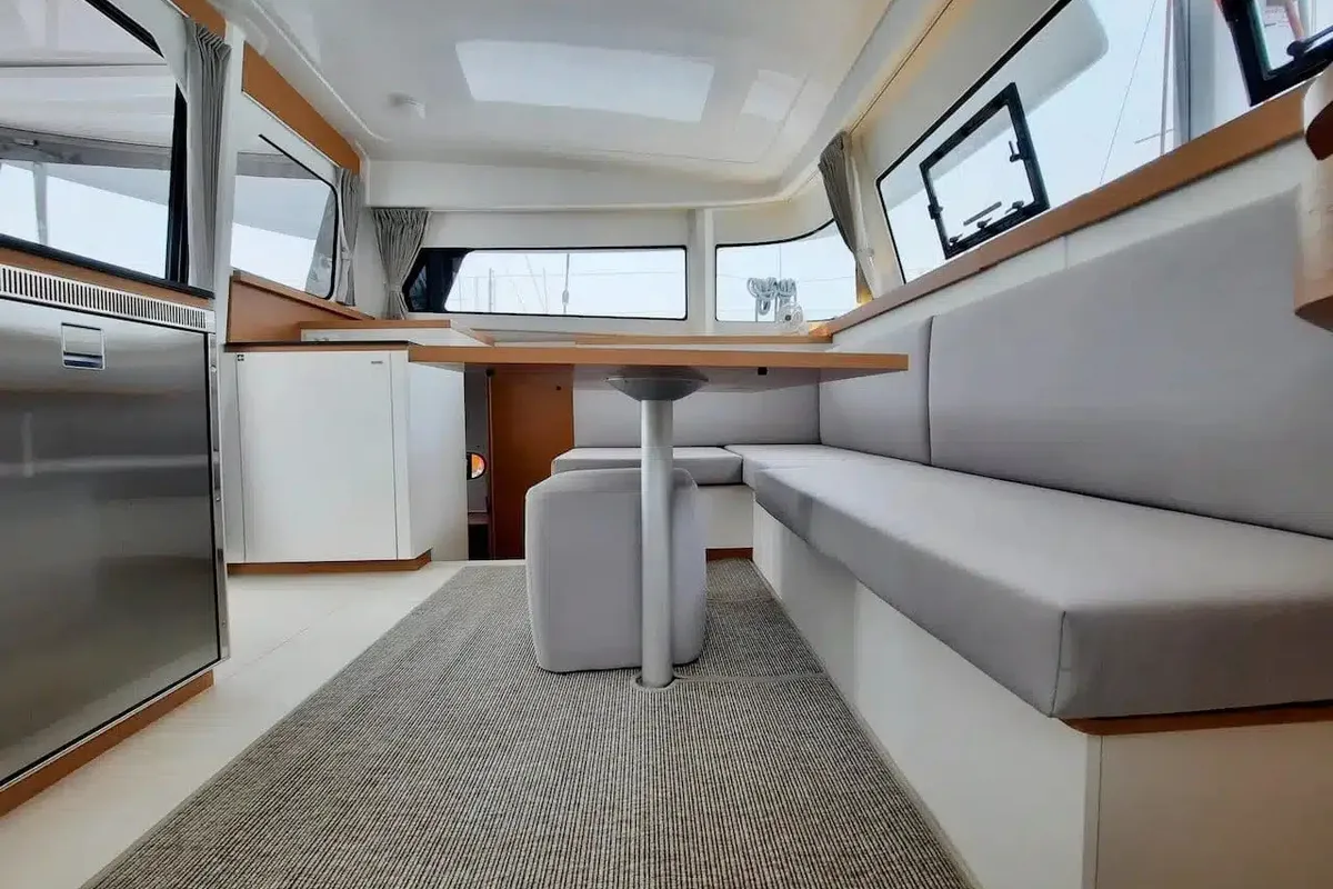 Salon of Mara’amu, a Excess 11 catamaran at Papeete, France