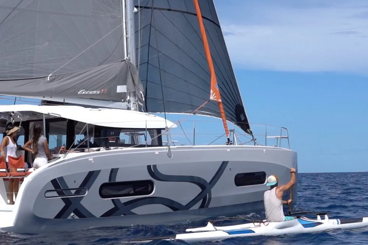 Exterior view of Mara’amu, a Excess 11 catamaran at Papeete, France