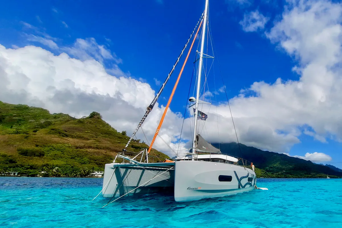 Exterior view of Mara’amu, a Excess 11 catamaran at Papeete, France