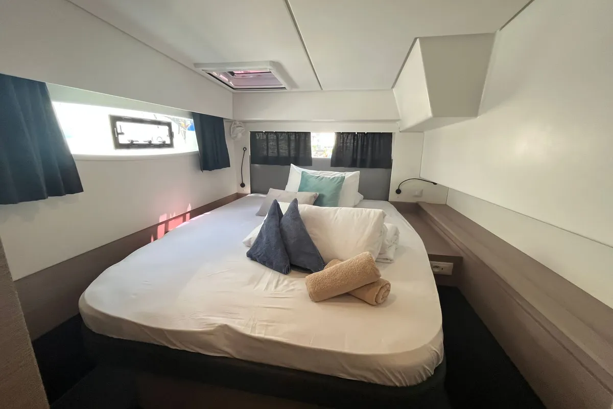 Cabin on DREAMCATCHER, a Fountaine Pajot Elba 45 catamaran at Seget Donji, Croatia