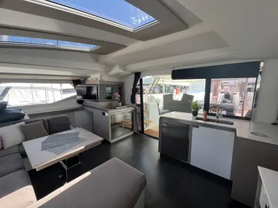 Galley of DREAMCATCHER, a Fountaine Pajot Elba 45 catamaran at Seget Donji, Croatia
