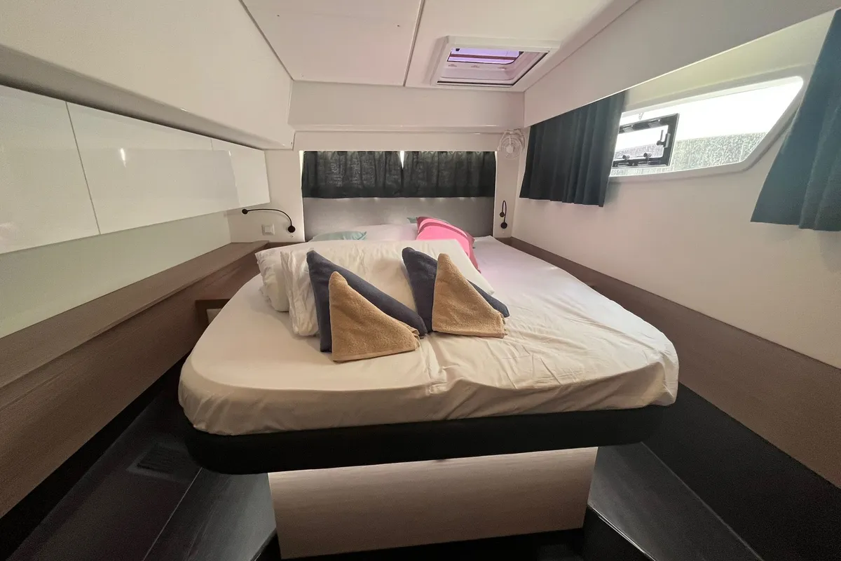 Cabin on DREAMCATCHER, a Fountaine Pajot Elba 45 catamaran at Seget Donji, Croatia