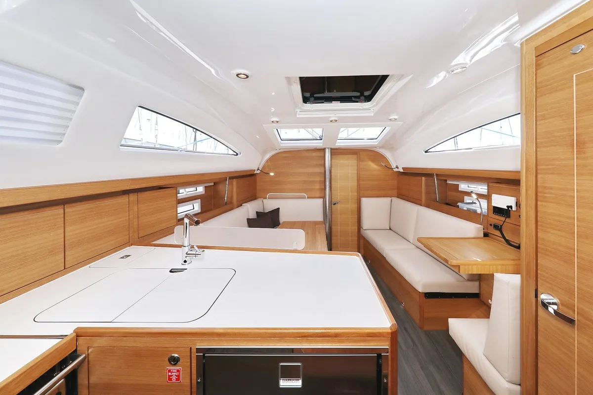 Salon of Sv. Nikola, a Elan Impression 40.1 sailboat at Grad Biograd na Moru, Croatia