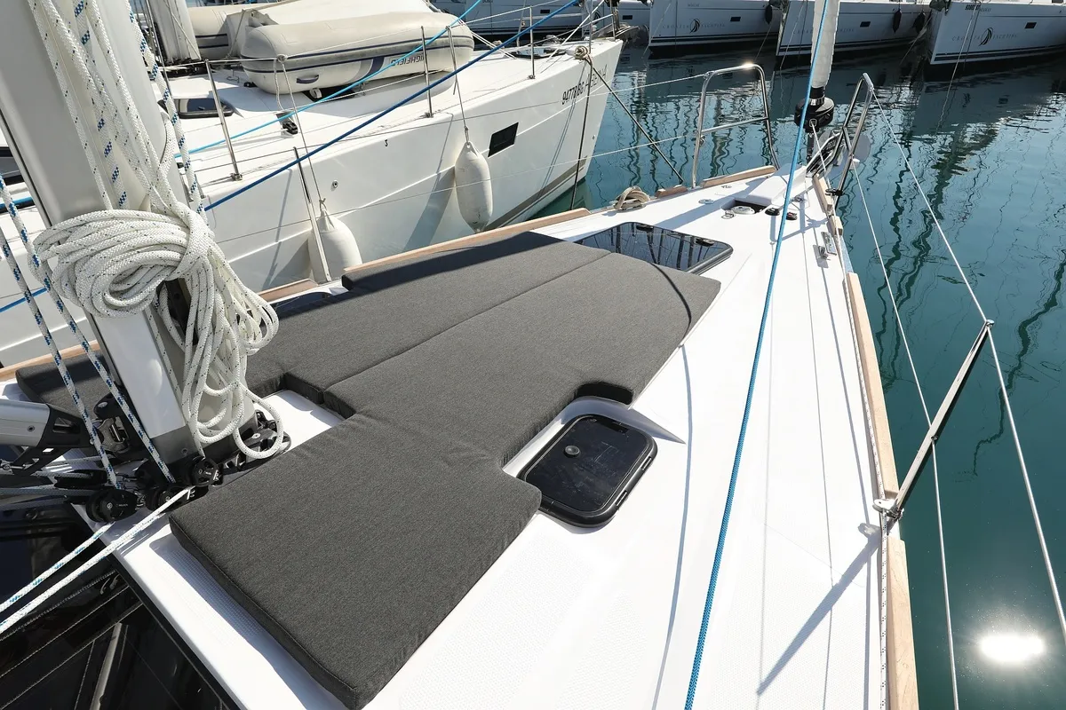 Deck of Sv. Nikola, a Elan Impression 40.1 sailboat at Grad Biograd na Moru, Croatia
