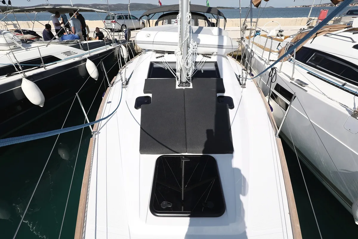 Deck of Sv. Nikola, a Elan Impression 40.1 sailboat at Grad Biograd na Moru, Croatia