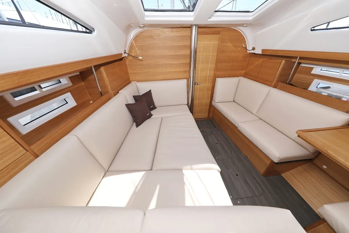 Salon of Sv. Nikola, a Elan Impression 40.1 sailboat at Grad Biograd na Moru, Croatia