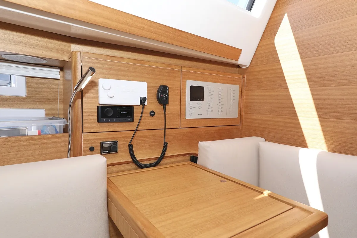 Salon of Sv. Nikola, a Elan Impression 40.1 sailboat at Grad Biograd na Moru, Croatia