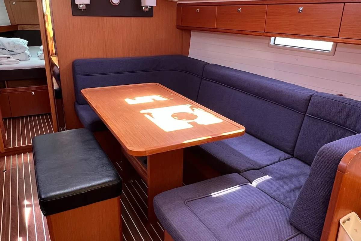 Salon of Enja, a Bavaria Cruiser 41 sailboat at Grad Kaštela, Croatia