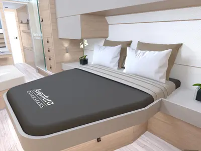 Cabin on Le Villi, a Aventura 45 catamaran at Sant Antoni de Portmany, Spain