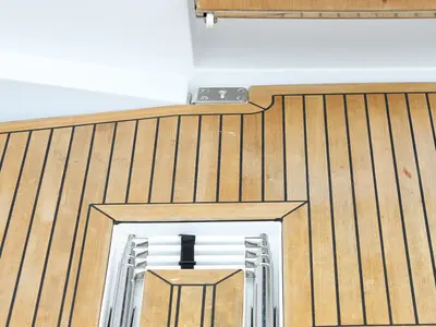 Deck of Lan, a Elan Impression 45.1 sailboat at Grad Kaštela, Croatia