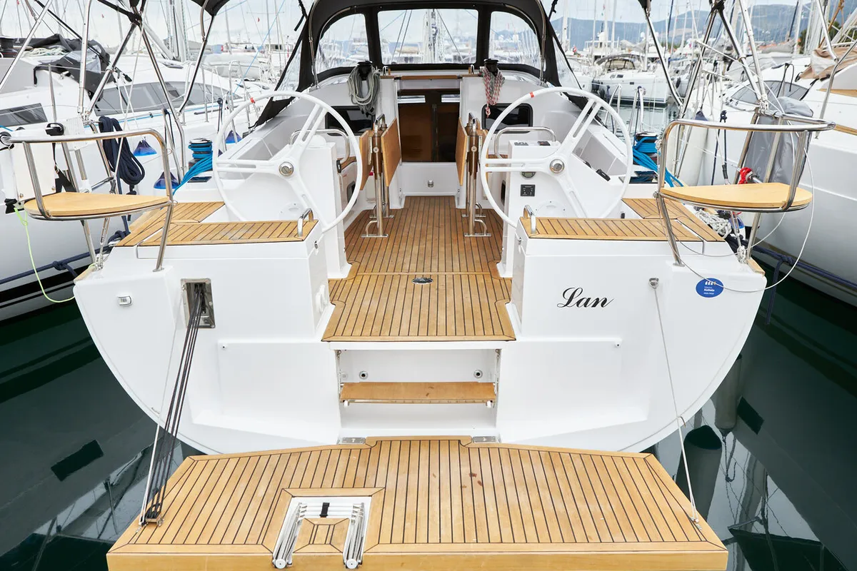 Salon of Lan, a Elan Impression 45.1 sailboat at Grad Kaštela, Croatia