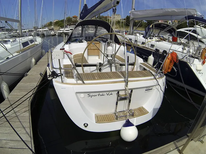 Exterior view of Sportski Vuk, a Grand Soleil 37 R sailboat at Grad Šibenik, Croatia