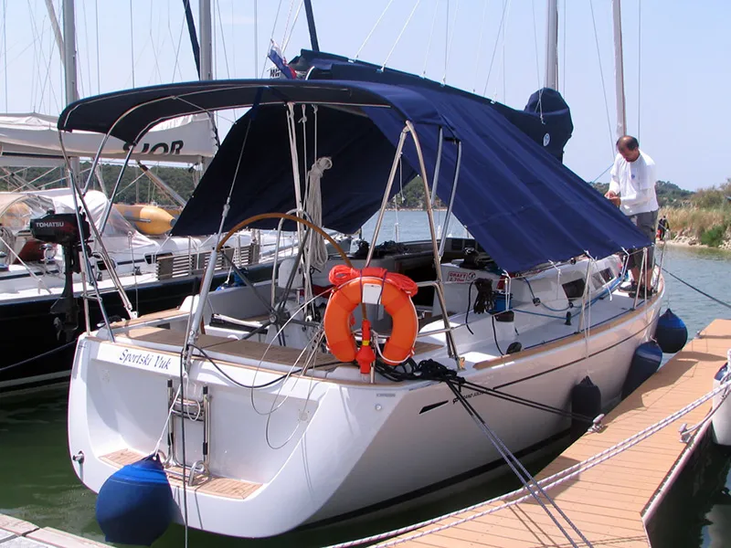 Exterior view of Sportski Vuk, a Grand Soleil 37 R sailboat at Grad Šibenik, Croatia