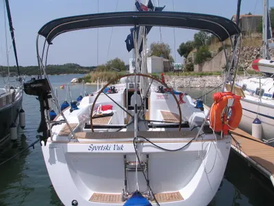 Cockpit of Sportski Vuk, a Grand Soleil 37 R sailboat at Grad Šibenik, Croatia