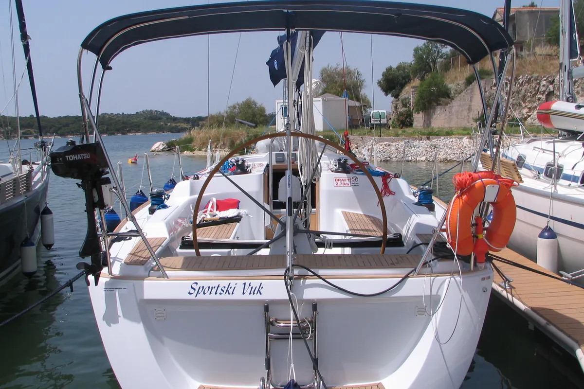Cockpit of Sportski Vuk, a Grand Soleil 37 R sailboat at Grad Šibenik, Croatia