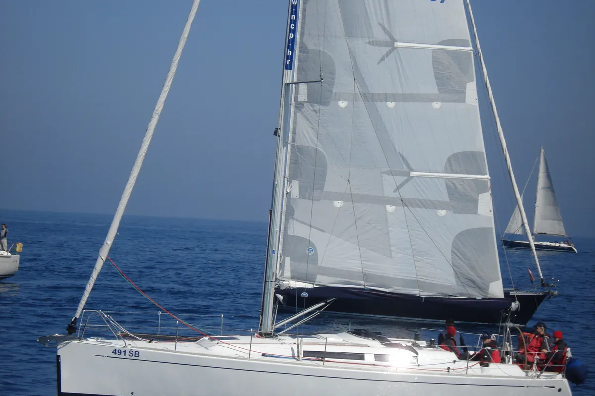 Exterior view of Sportski Vuk, a Grand Soleil 37 R sailboat at Grad Šibenik, Croatia