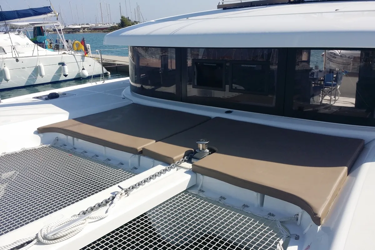 Deck of Zen, a Lagoon 42 catamaran at Municipal Unit of Nea Peramos, Greece
