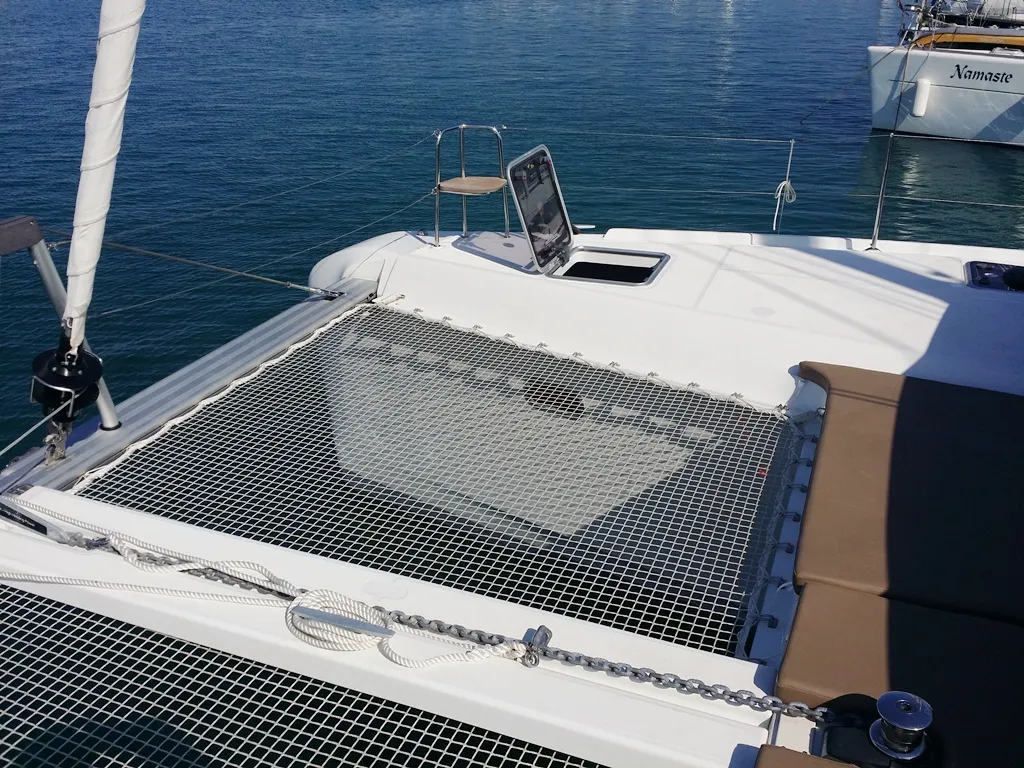 Deck of Zen, a Lagoon 42 catamaran at Municipal Unit of Nea Peramos, Greece
