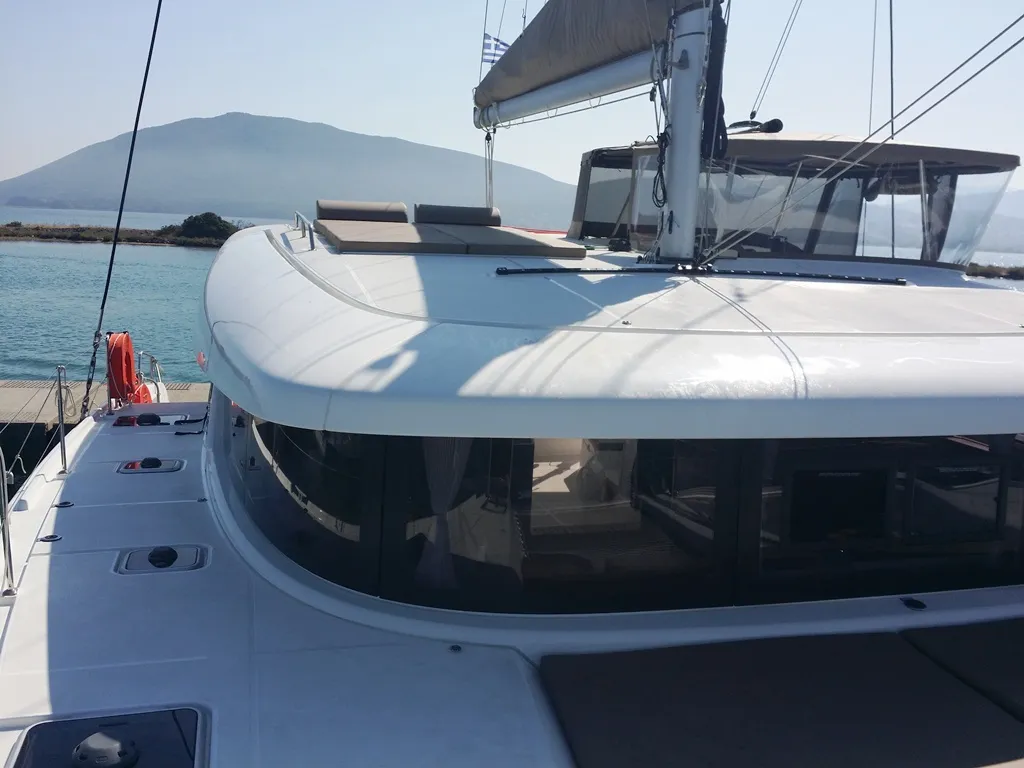 Exterior view of Zen, a Lagoon 42 catamaran at Municipal Unit of Nea Peramos, Greece