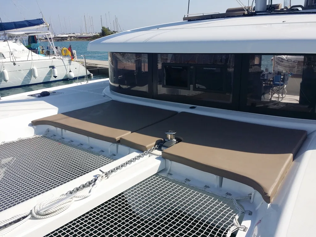 Deck of Zen, a Lagoon 42 catamaran at Municipal Unit of Nea Peramos, Greece