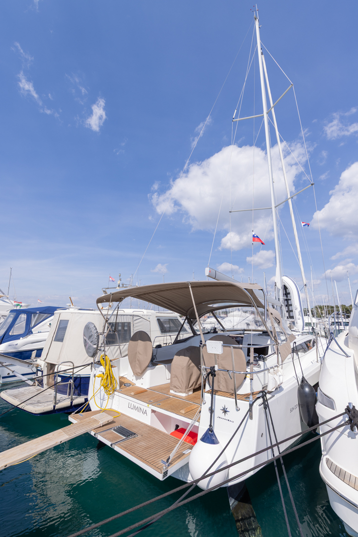 Lumina, a Jeanneau Sun Odyssey 410 sailboat at Grad Biograd na Moru, Croatia