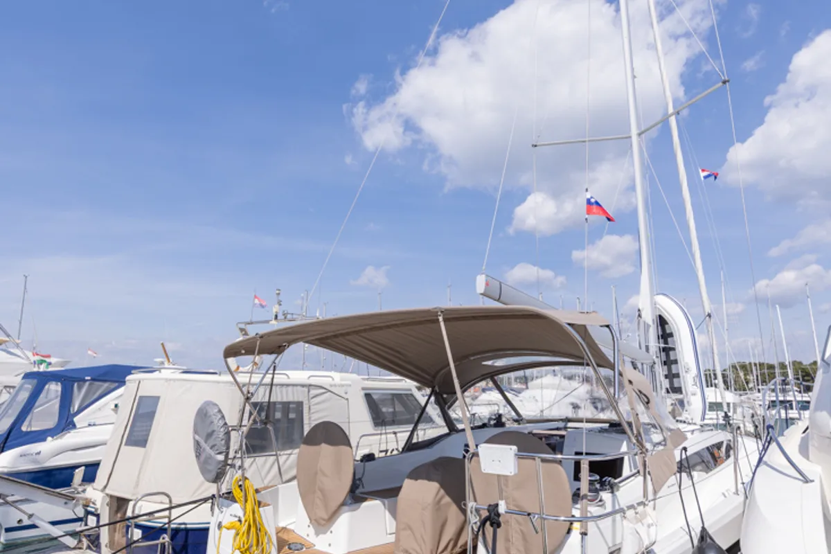 Lumina, a Jeanneau Sun Odyssey 410 sailboat at Grad Biograd na Moru, Croatia
