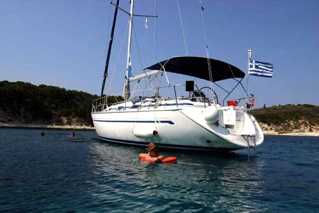 Exterior view of Salty Baby, a Bavaria Cruiser 40 sailboat at Salamina Municipal Unit, Greece