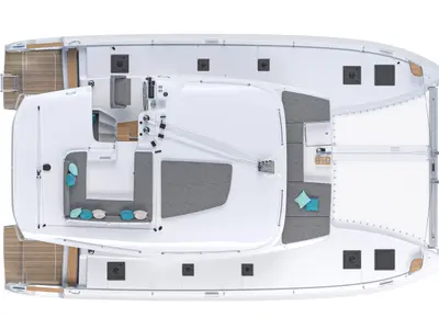 Floor plan of Zen Island, a Lagoon 43 catamaran at Kontokali, Greece