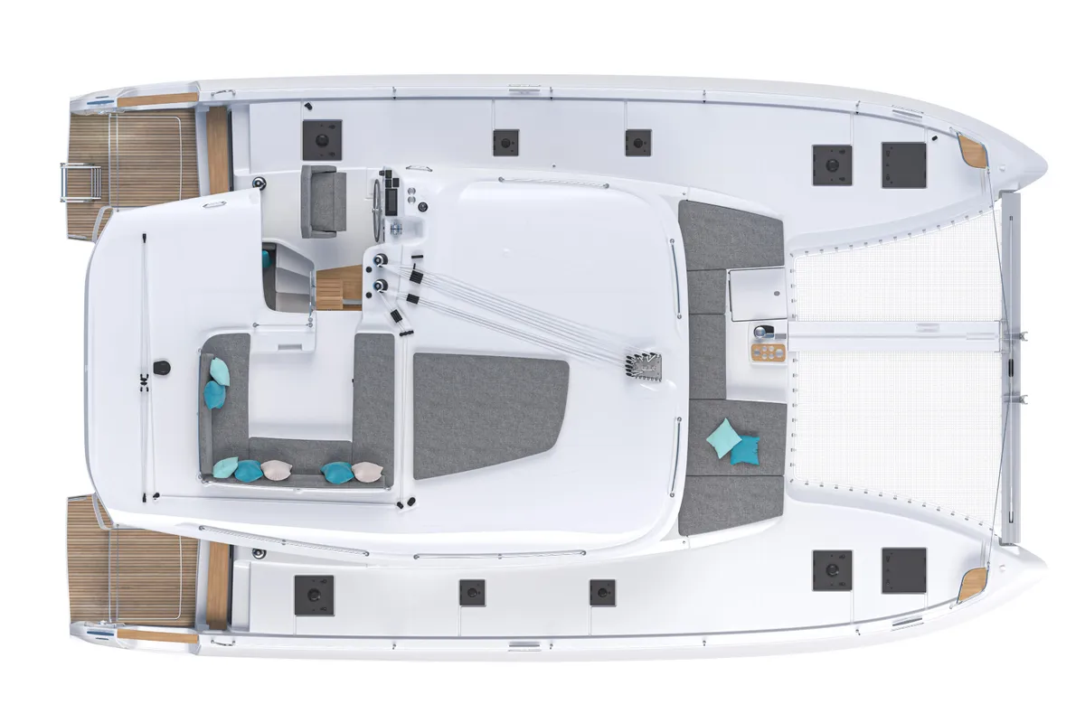 Floor plan of Zen Island, a Lagoon 43 catamaran at Kontokali, Greece