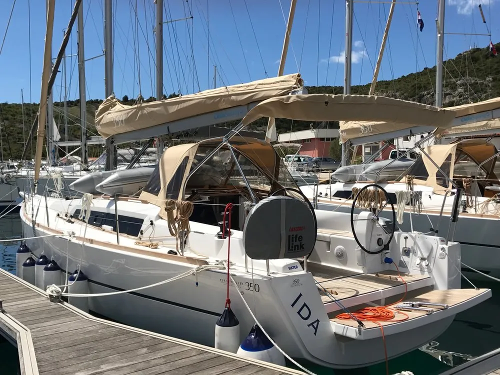 Exterior view of Ida, a Dufour 350 GL sailboat at Primošten, Croatia