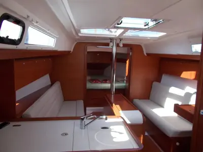 Cabin on Moonsail, a Dufour 350 Adventure sailboat at Marsala, Italy