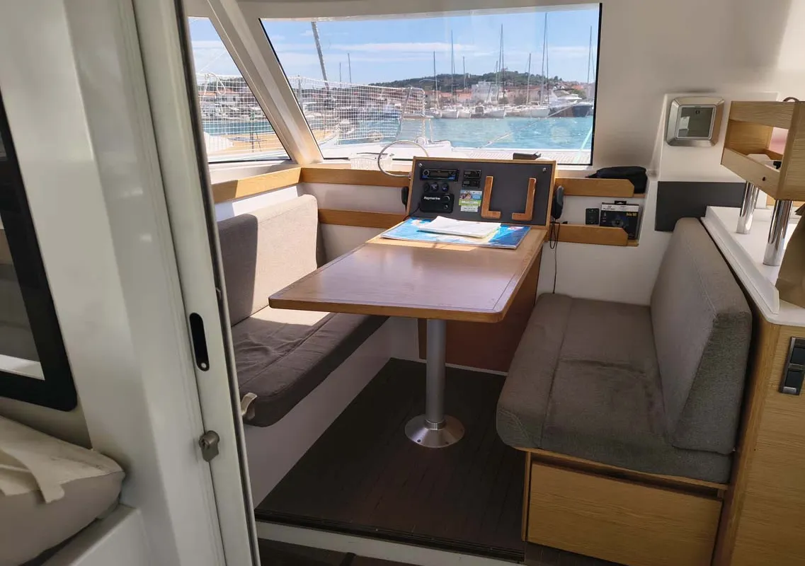 Salon of Kalea, a Nautitech 40 Open catamaran at Murter, Croatia