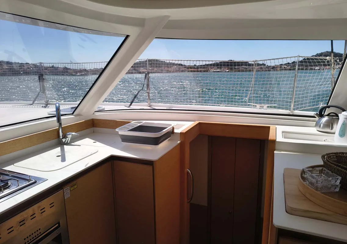 Galley of Kalea, a Nautitech 40 Open catamaran at Murter, Croatia