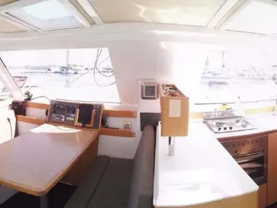 Salon of Kalea, a Nautitech 40 Open catamaran at Murter, Croatia