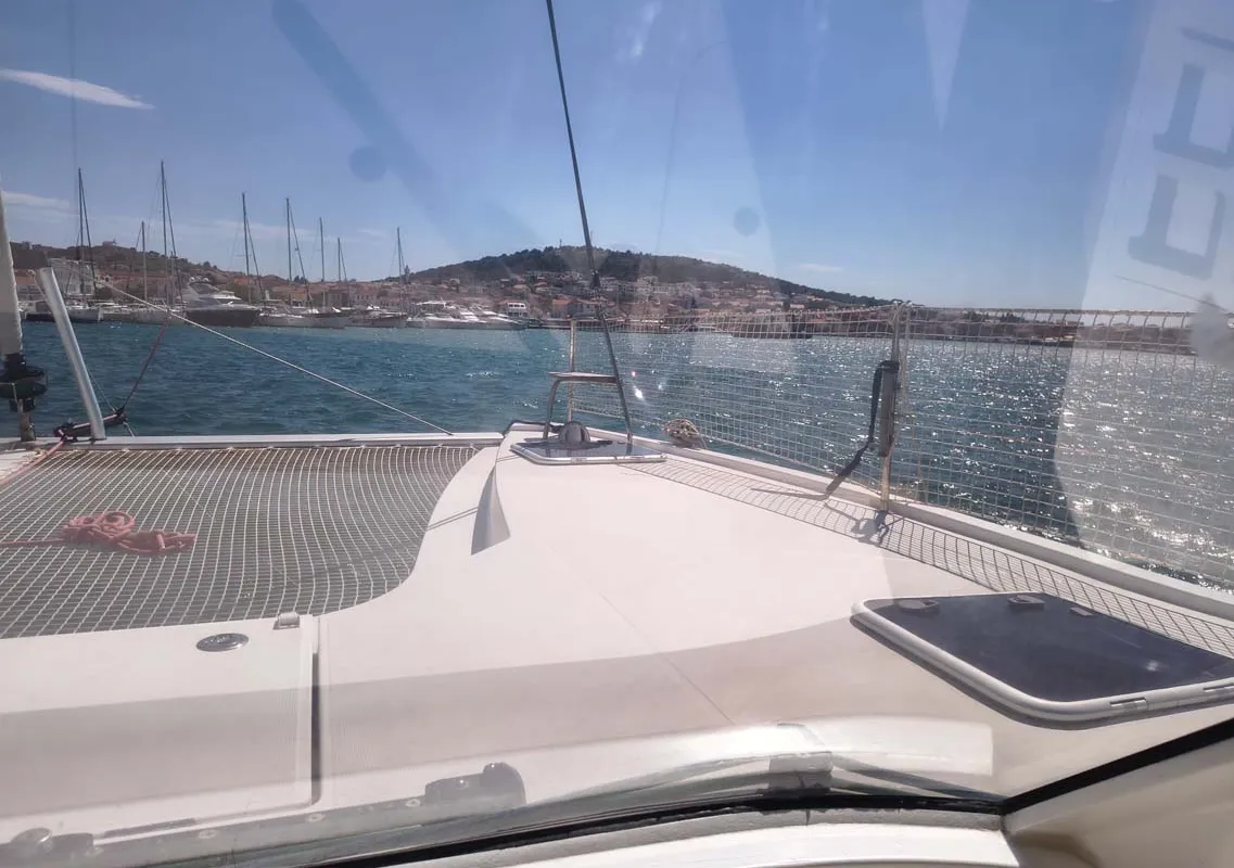 Deck of Kalea, a Nautitech 40 Open catamaran at Murter, Croatia