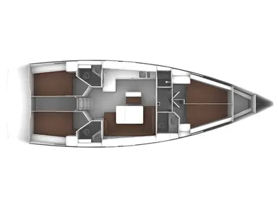 Floor plan of LULA, a Bavaria Cruiser 46 sailboat at Primošten, Croatia