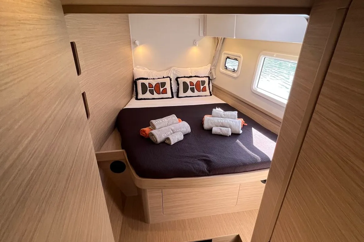 Cabin on INCA, a Lagoon 42 catamaran at Municipal Unit of Lefkada, Greece