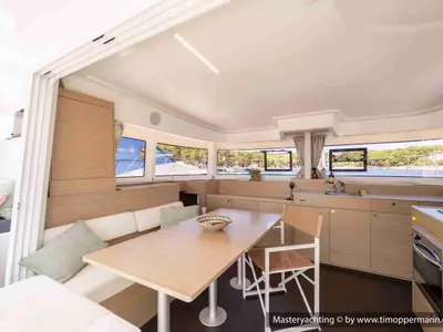 Salon of Gaia di Mare, a Lagoon 38 catamaran at Općina Medulin, Croatia