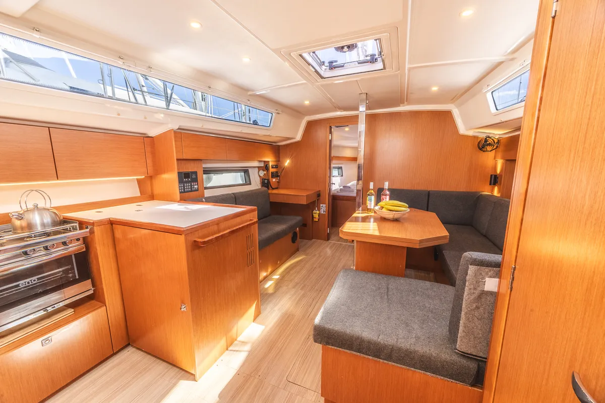 Salon of Arian, a Bavaria C42 sailboat at Municipal Unit of Lefkada, Greece