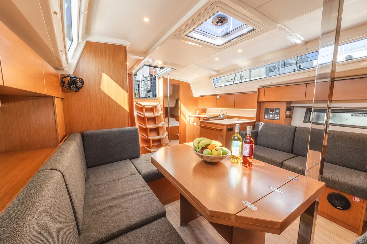 Salon of Arian, a Bavaria C42 sailboat at Municipal Unit of Lefkada, Greece